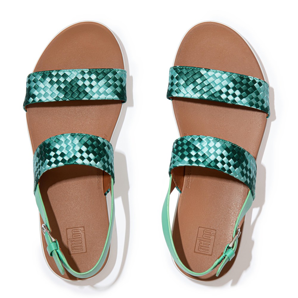 Fitflop Womens Sandals - Barra Silky-weave Back-strap - Green - 094-ETAQNP